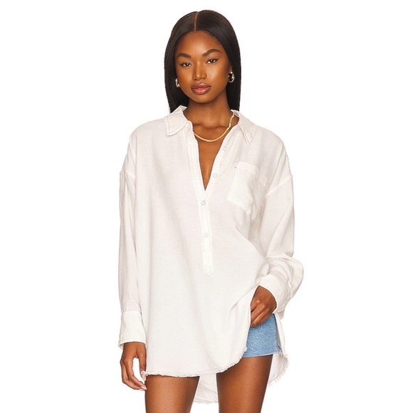 Free People We The Free Smock Oxford Shirt Tunic Dress - Picture 5 of 13